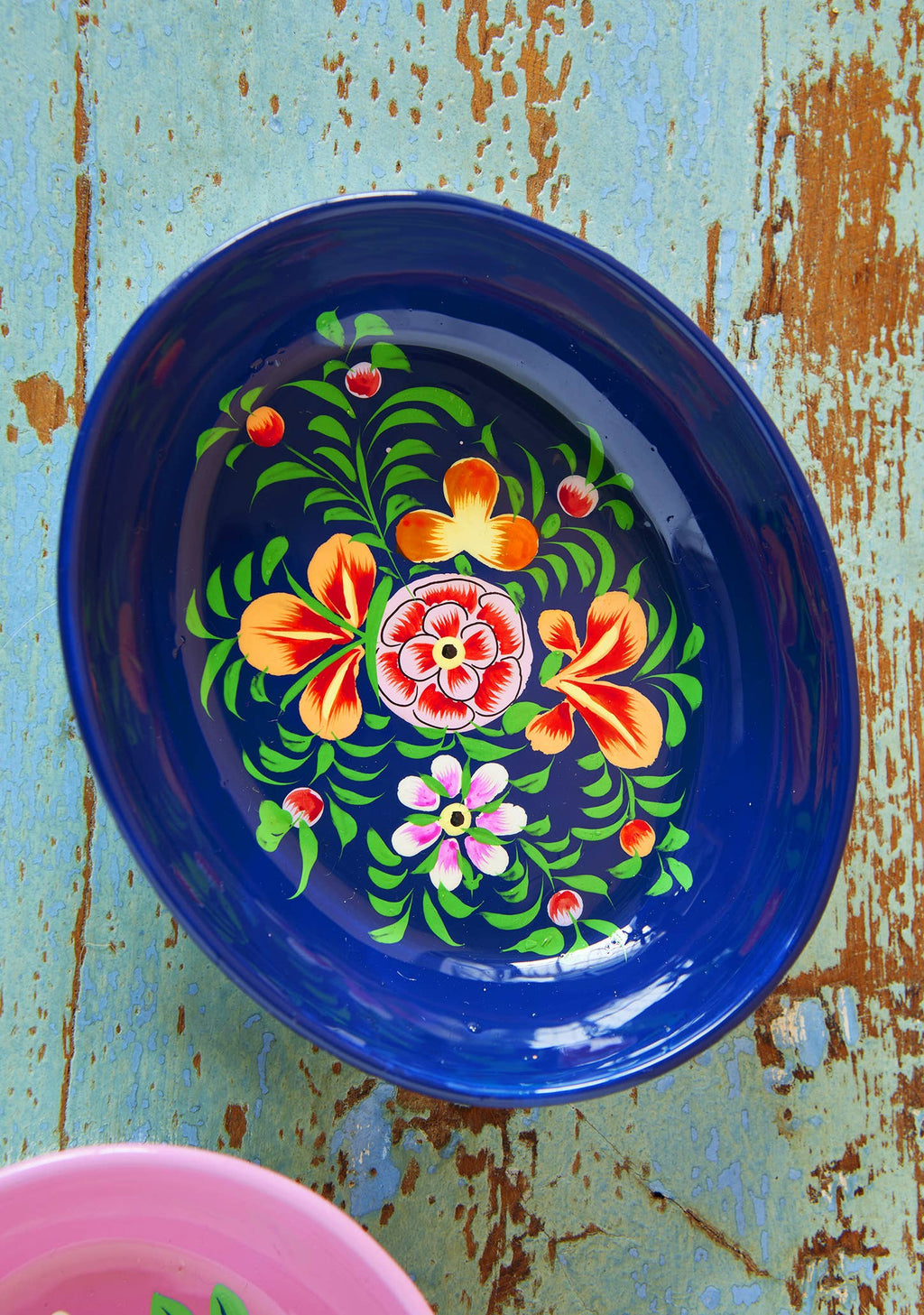 Hand-Painted Oval Trinket Dish