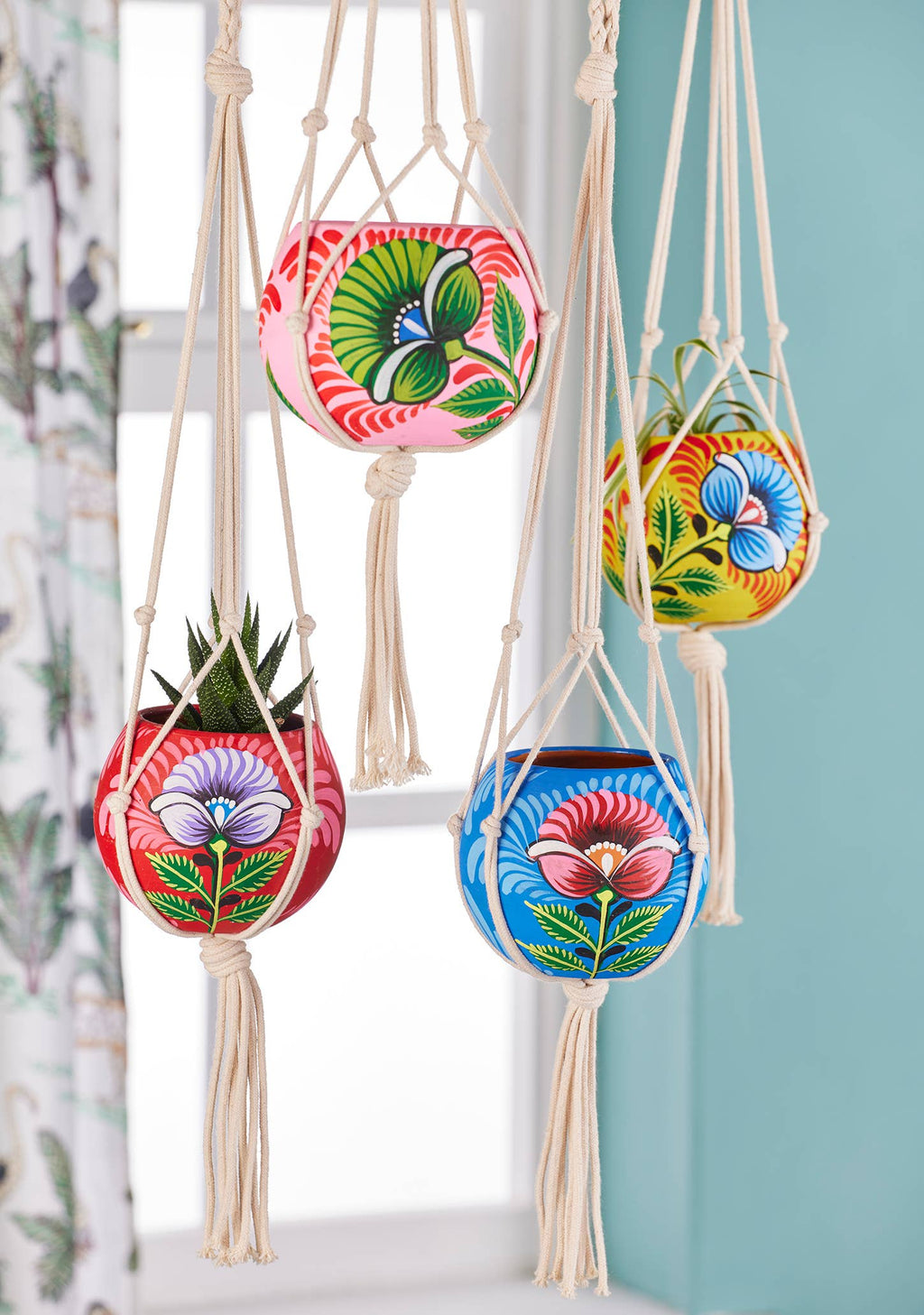 Shapla (Water Lily) Hand-Painted Hanging Planter