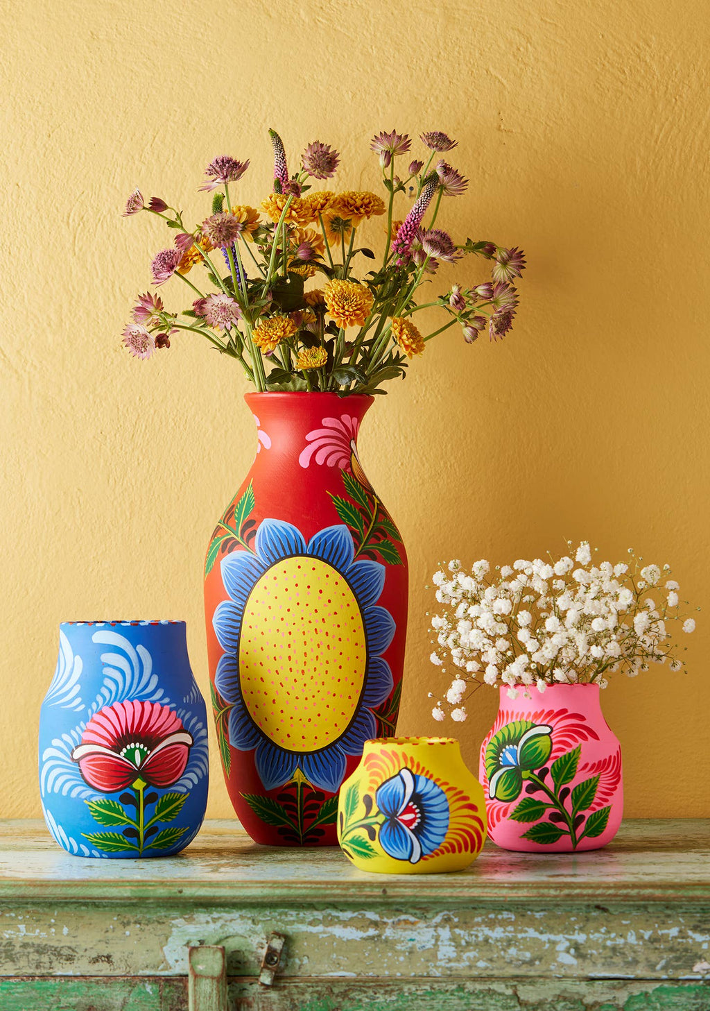 Hand-Painted Large Terracotta Boyam Planter
