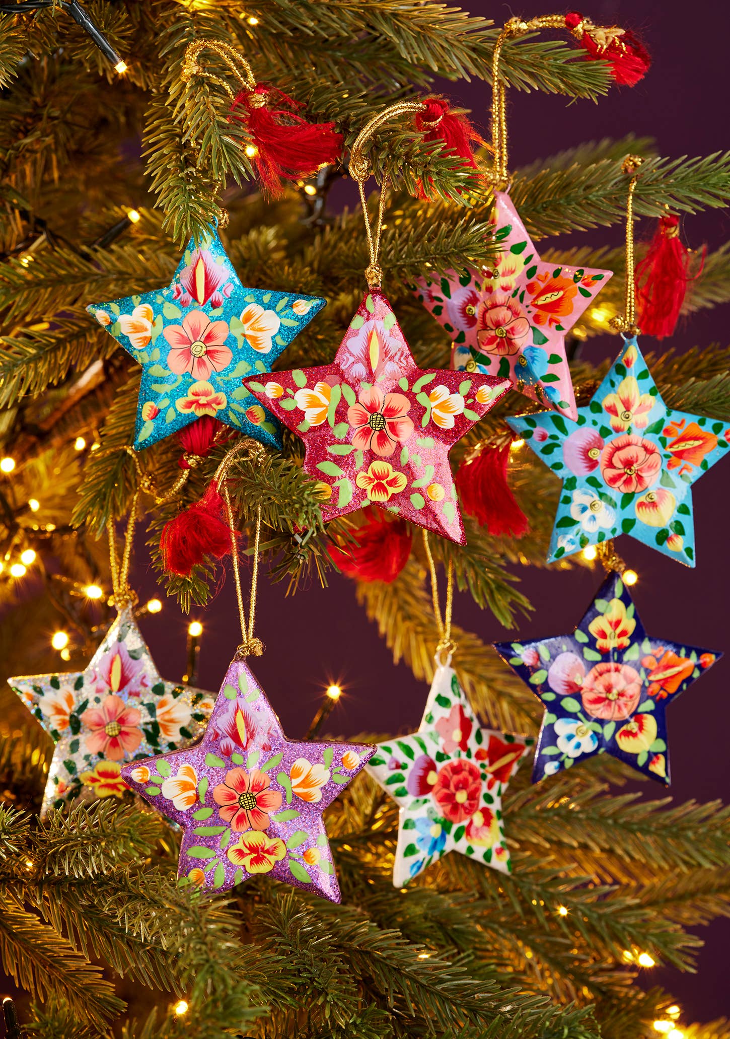 Kashmiri Floral Star Hand-Painted Christmas Decoration