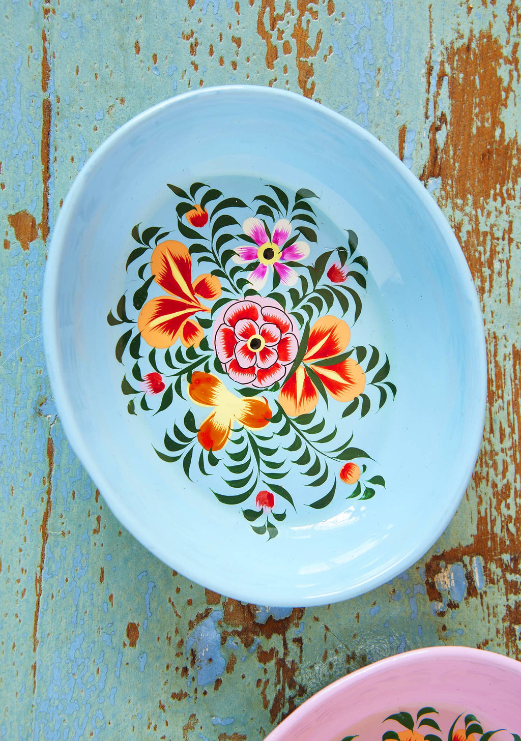 Hand-Painted Oval Trinket Dish