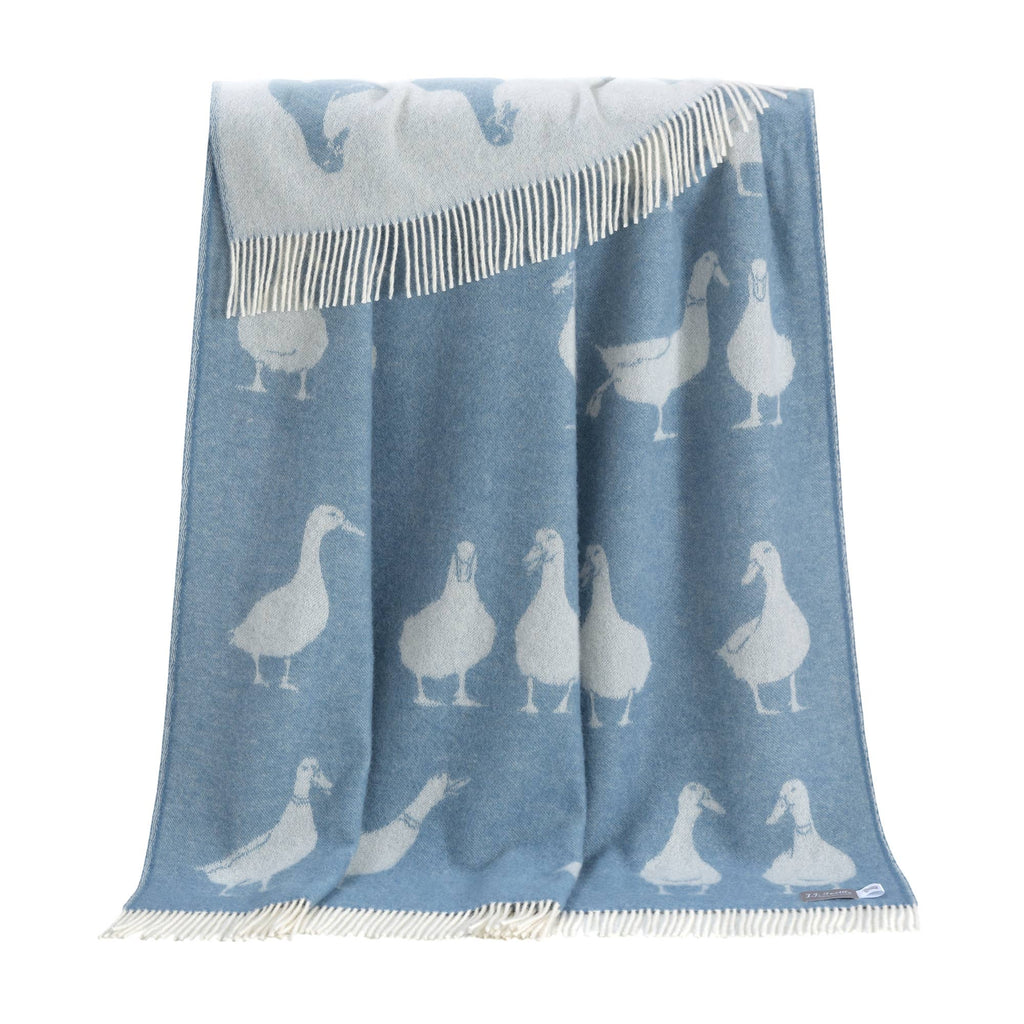 Duck Blue Pure Wool Throw