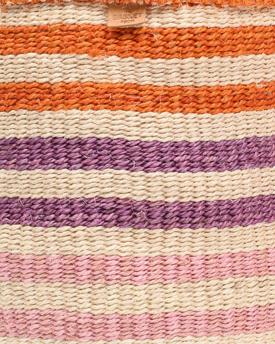 Handwoven Orange, Pink & Purple Stripe Storage Basket