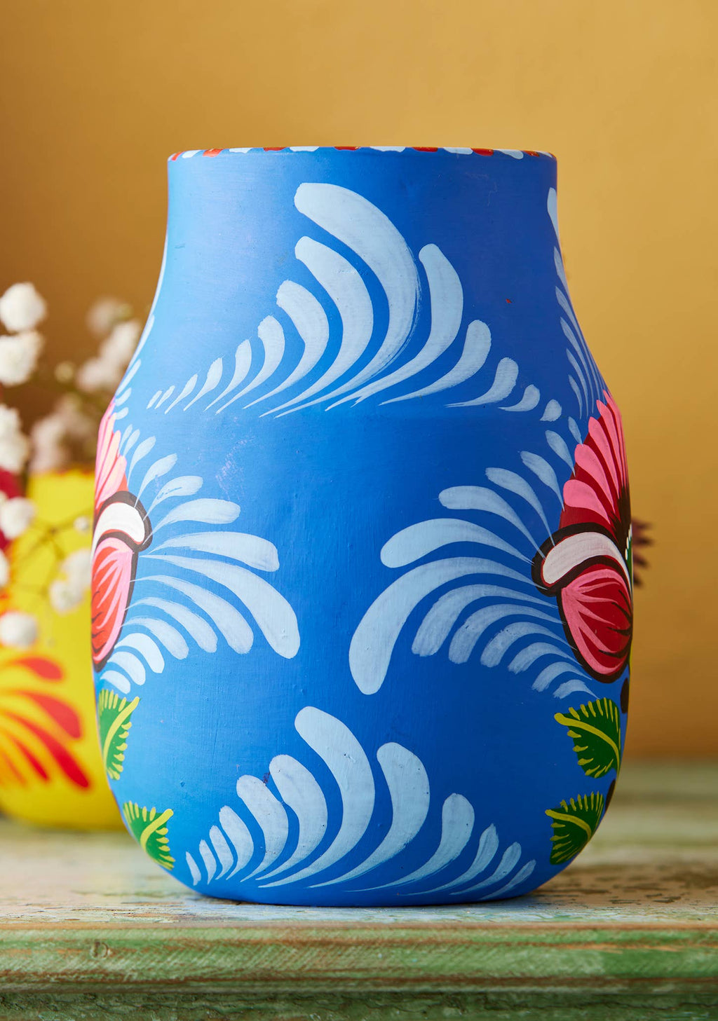 Hand-Painted Large Terracotta Boyam Planter