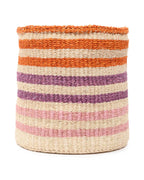 Handwoven Orange, Pink & Purple Stripe Storage Basket