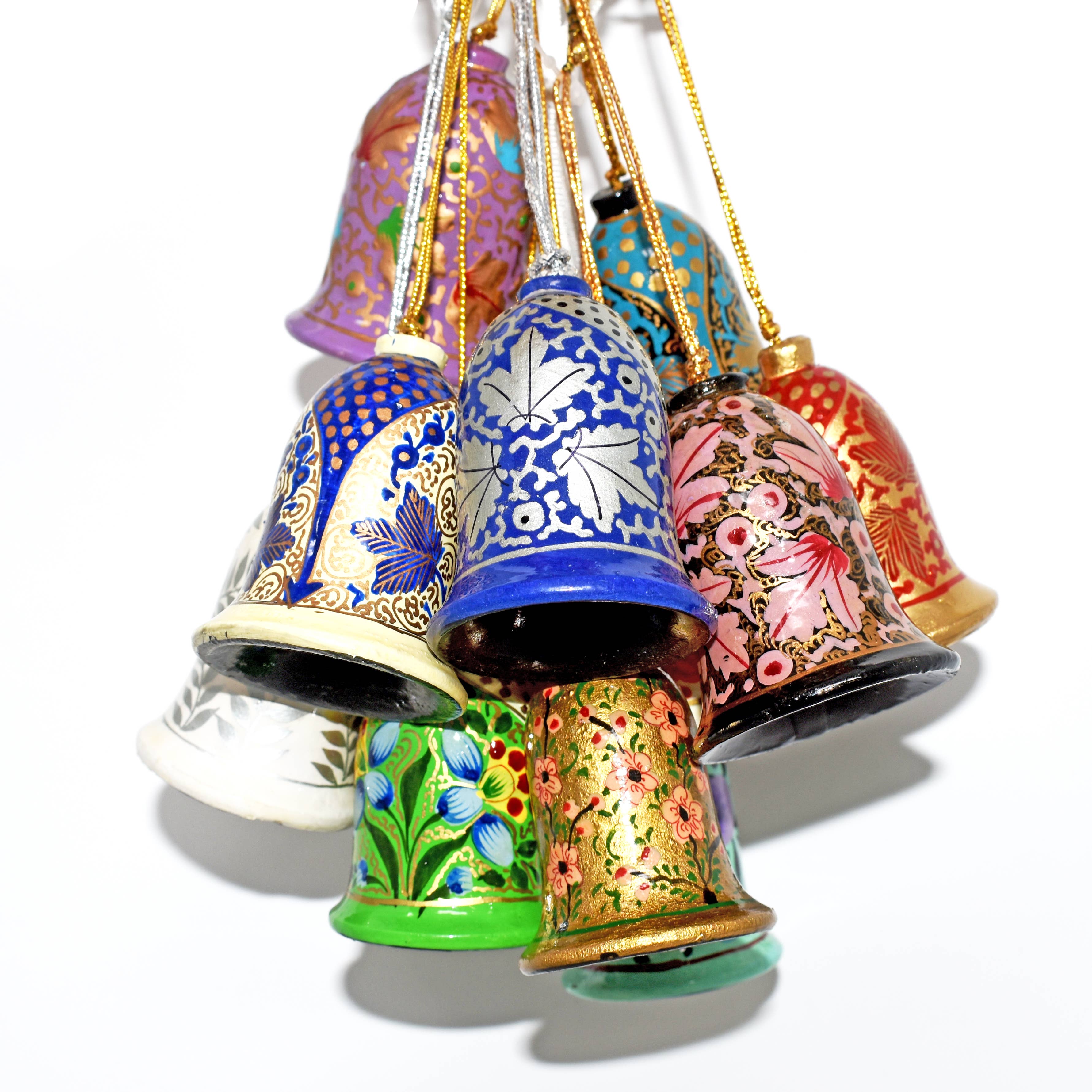 Hand-Painted Wooden Christmas Bell Ornament