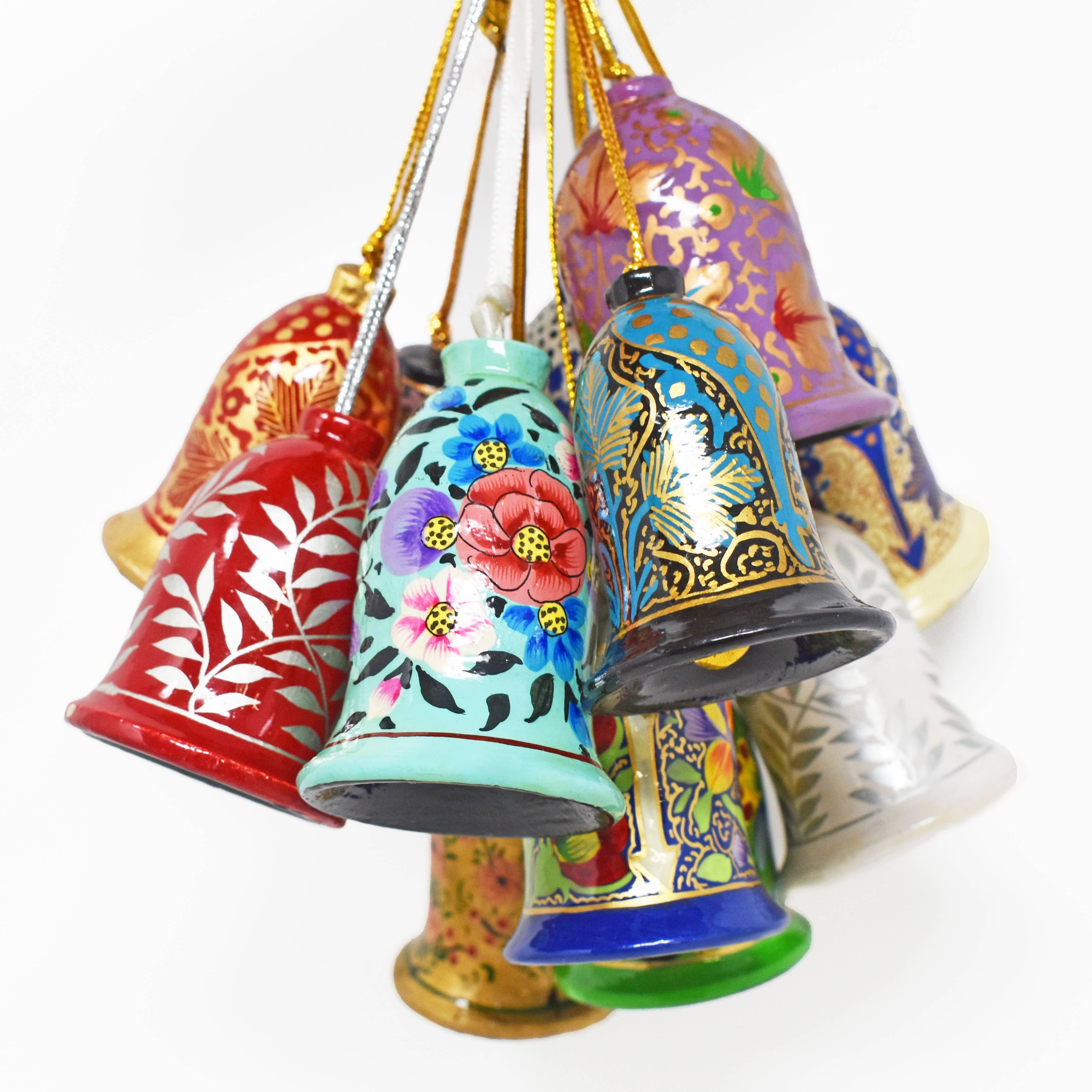 Hand-Painted Wooden Christmas Bell Ornament