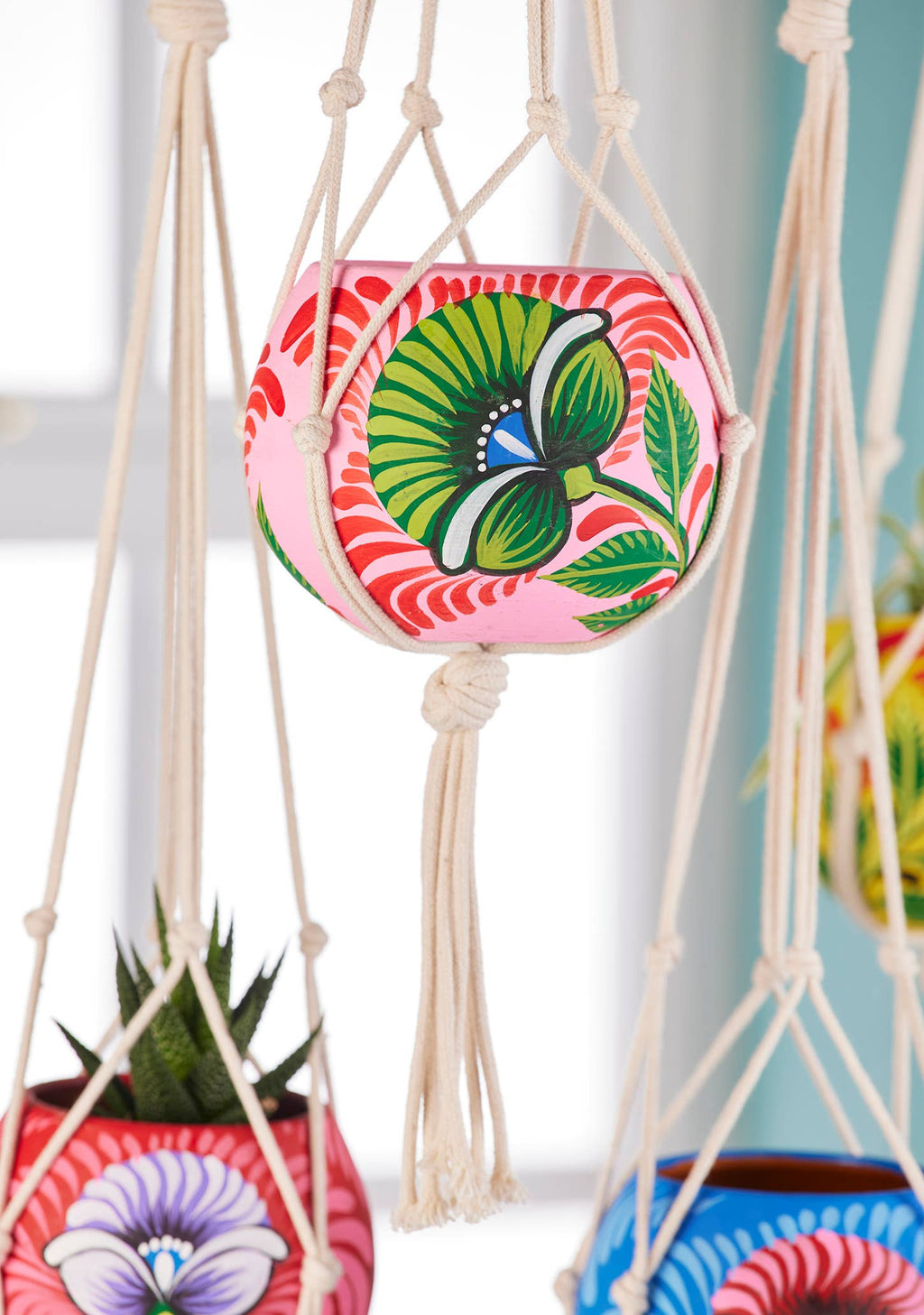Shapla (Water Lily) Hand-Painted Hanging Planter