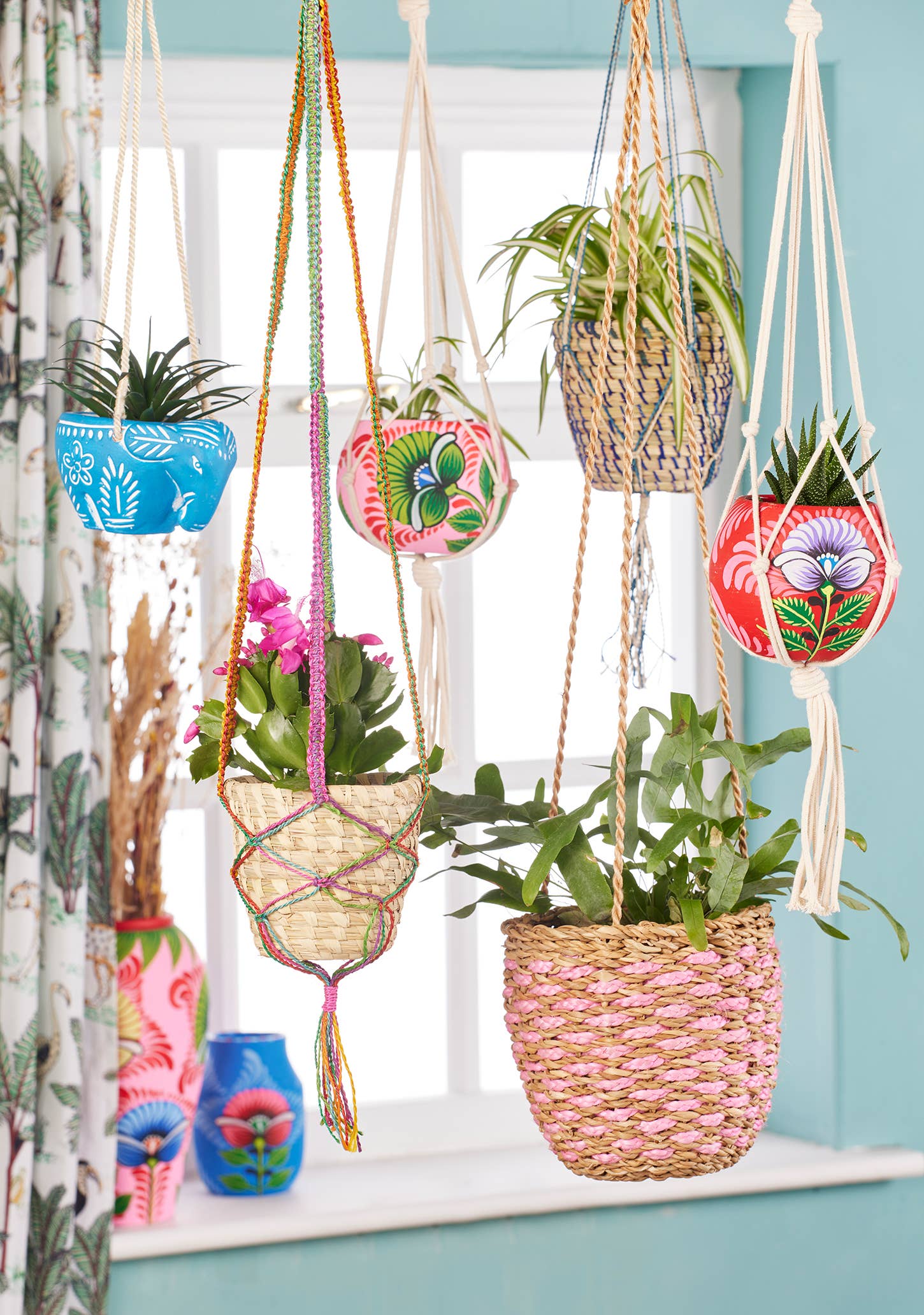 Shapla (Water Lily) Hand-Painted Hanging Planter