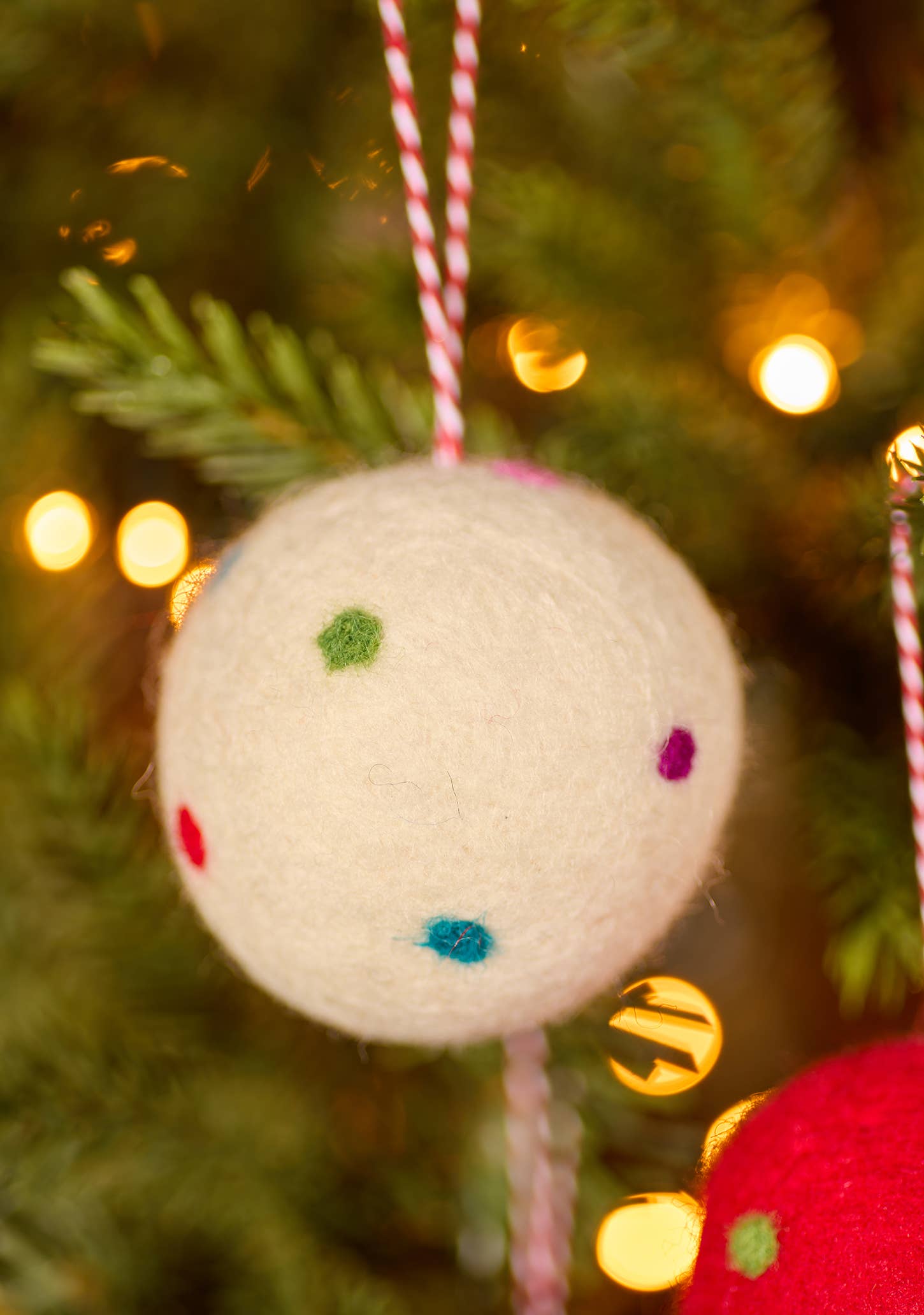Felt Dotty Rainbow Christmas Bauble
