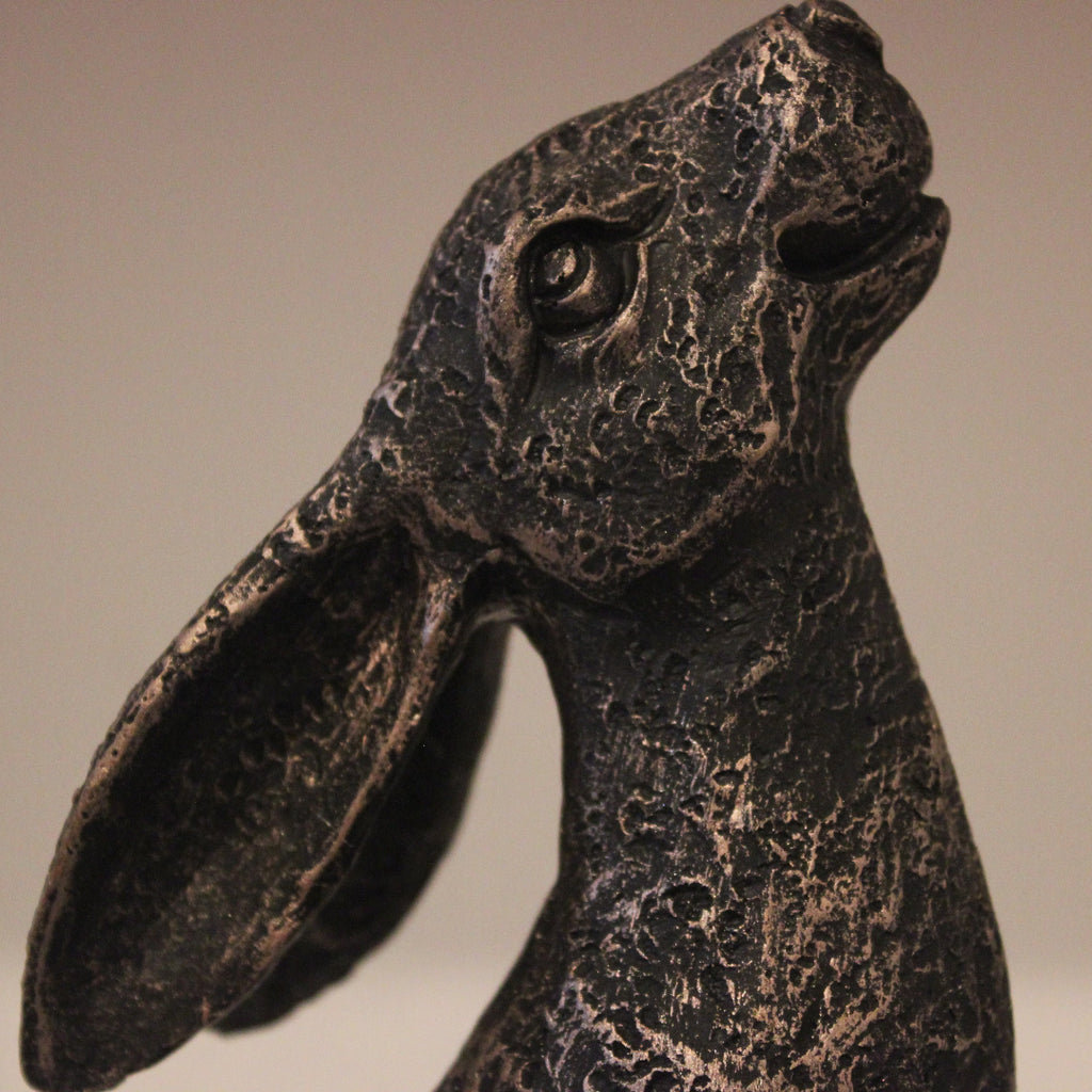 Moongazing Hare Sculpture close up on face