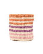 Handwoven Orange, Pink & Purple Stripe Storage Basket