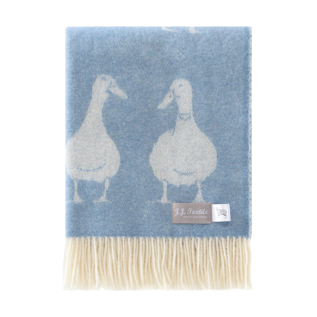 Duck Blue Pure Wool Throw