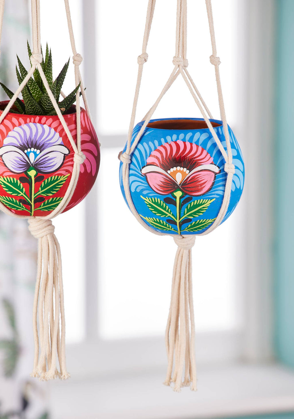 Shapla (Water Lily) Hand-Painted Hanging Planter