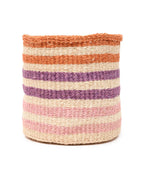 Handwoven Orange, Pink & Purple Stripe Storage Basket