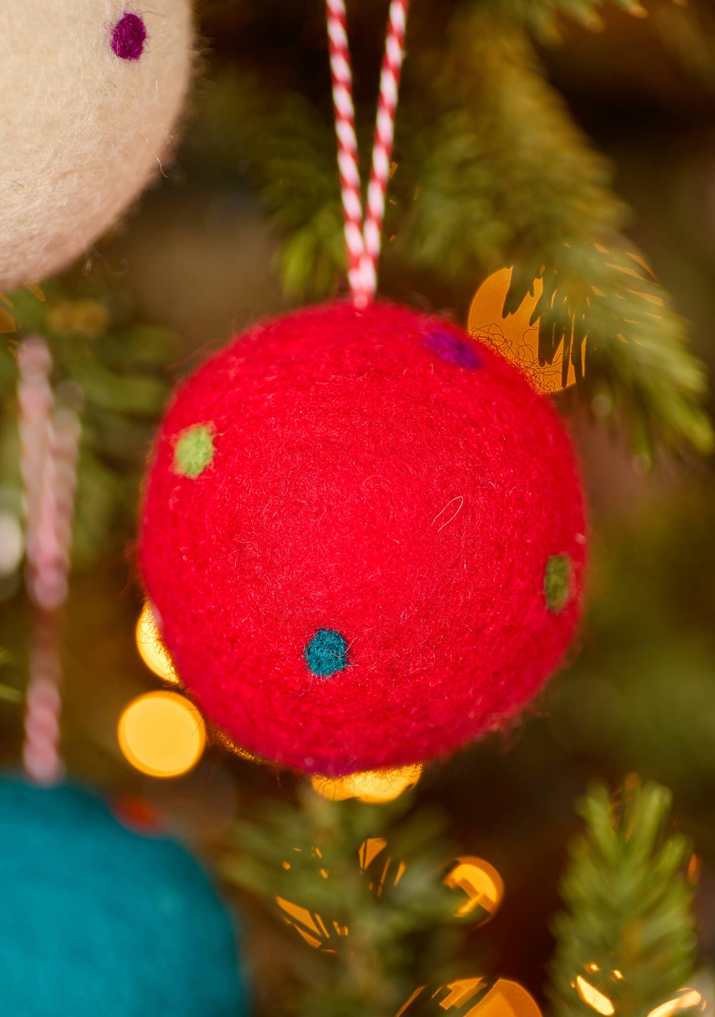 Felt Dotty Rainbow Christmas Bauble
