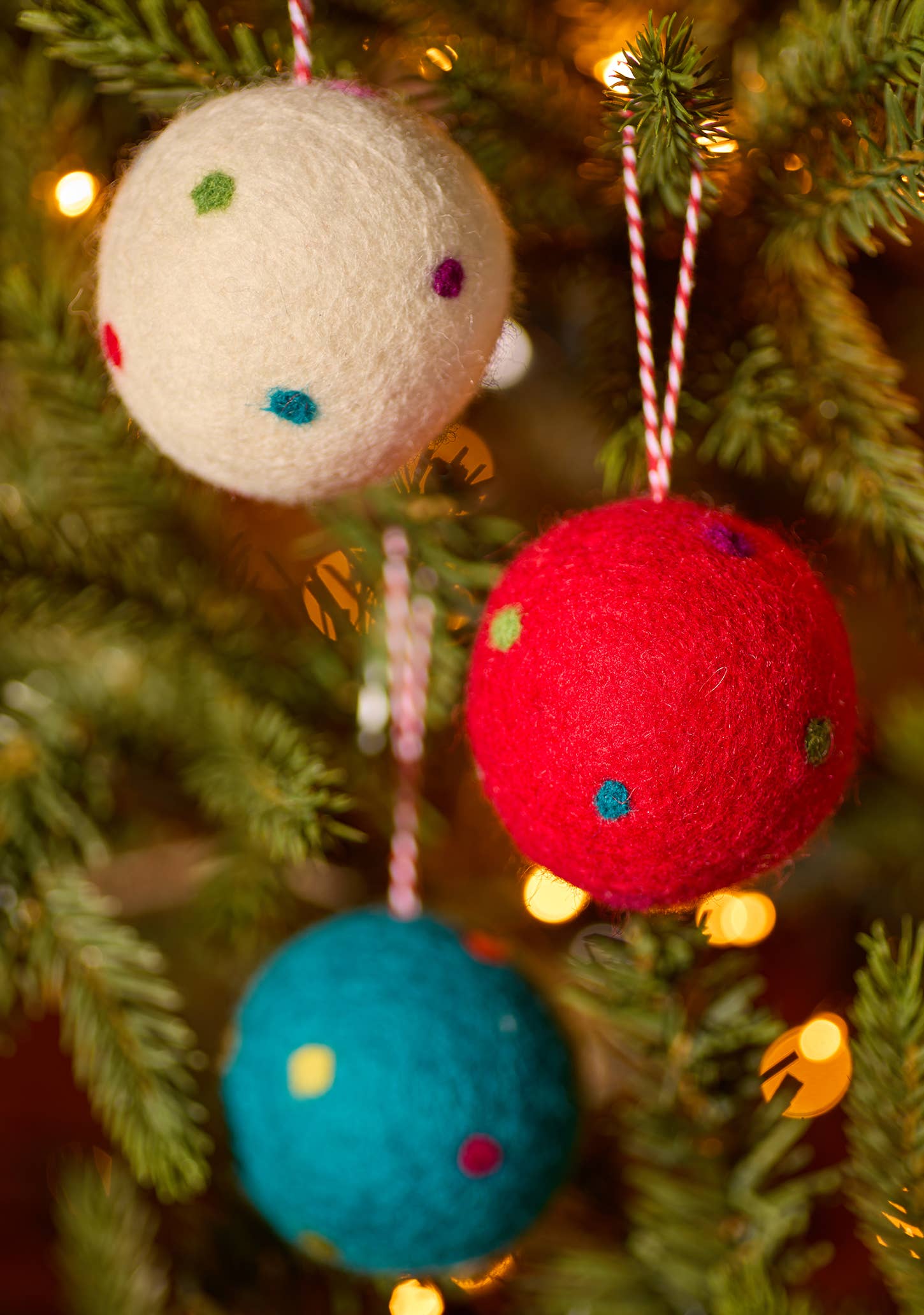 Felt Dotty Rainbow Christmas Bauble
